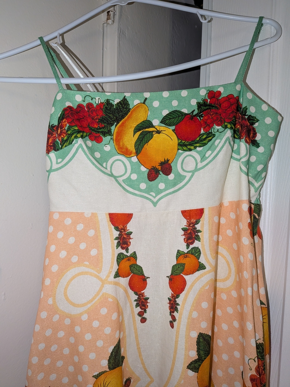 Caroline Constas Mint Fruit-Print Maxi Dress with Peach and Yellow Accents - Picture 2 of 7